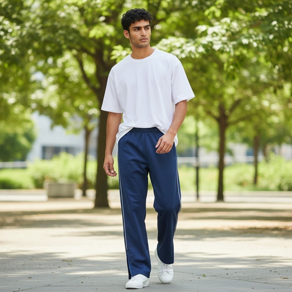 Athletic Works Pants Mens S Blue White Piping Track Straight Leg‎ Y2K Sporty
